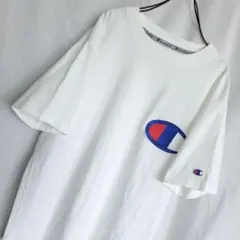 Champion チャンピオン ビッグロゴ Tシャツ 刺繍 白 ホワイト 古着