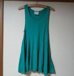 Ray BEAMS ラインが綺麗なノースリーブ チュニック ワンピ グリーン