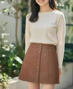 forever21▼フロントボタンフェイクレザーミニスカートのサムネイル