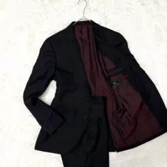 Men's Bigi セットアップ　シルク40%　黒　ストライプ