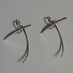 Hirotaka ショートバー ダイヤモンドピアス パールキャッチ 両耳 美品 Hirotaka ショートバー ダイヤモンドピアス パールキャッチ 両耳 美品