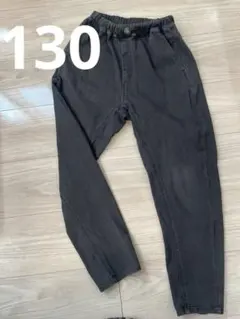 [キッズ] ダークグレー ウエストゴム ロングパンツ 130