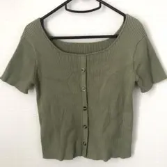 GRL グレイル リブニットトップス リブ地 レーヨン ナイロン グリーン