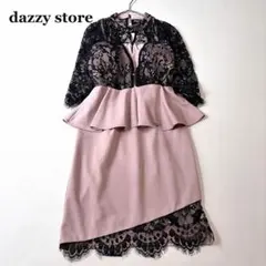 dazzy store レース ペプラム ワンピース ボディコン キーホール