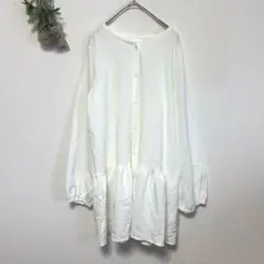 極美品✨しまむら｜ロングシャツ｜ブラウス｜チュニック｜カーディガン｜ホワイト｜M