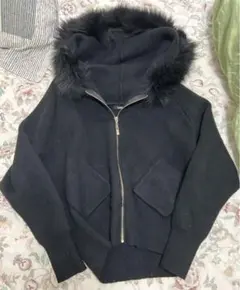 ファー付きニットパーカー