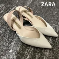 ZARABASIC ザラ　ポインテッドトゥミュール ホワイトピンクベージュのサムネイル
