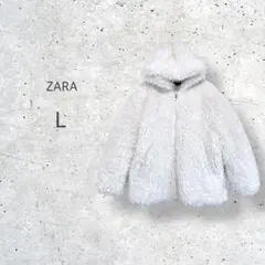 【ZARA】　ボアジャケット　フーテッド　モコモコ　コート　防寒着　アウター