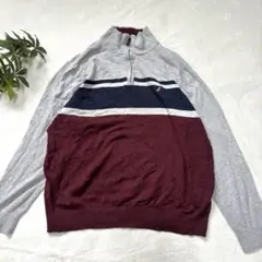 古着NAUTICA コットン ニット セーター L ハイネック ハーフジップ