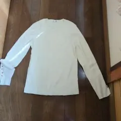 GU アイボリー リブ編み 長袖セーター XL