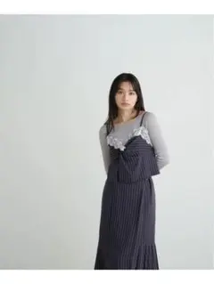 ストライプレースキャミ&スカート NATURAL BEAUTY BASIC