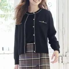 any SiS 2SETバイカラーツイン ニット ブラック×アイボリー