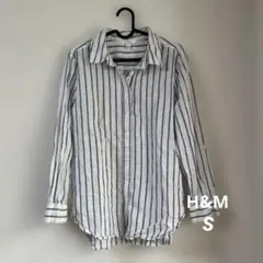 H&M 長袖　リネンブレンド　ボーダーシャツ　Sサイズのサムネイル