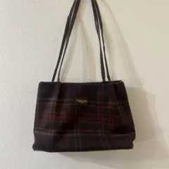 バーガンディ色 チェック柄トートバッグ えんじ 赤