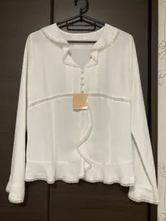 KETTY ホワイト長袖シャツ レース装飾M