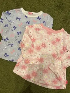 ミキハウス　ホットビスケッツ　ロンT 長袖　カットソー　花　リボン　90 100