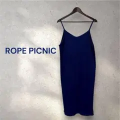 【ROPE PICNIC】　ネイビーリブワンピース　キャミワンピ
