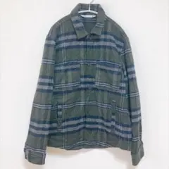 ザラ ジャケット レギュラーカラー 長袖 チェック M 灰色 緑色 ウール