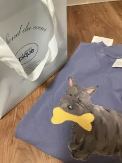 ジェラートピケ　犬プリント Tシャツ S-M