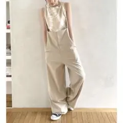 メルミル様専用Ungriアングリッド サスペンダー付き　ルーズパンツ ベージュ