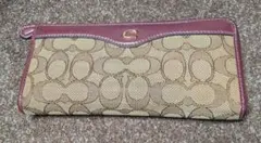 Coach 長財布 ベージュ/パープル