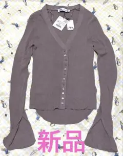 新品　ZARA リブニットカーディガン　サマーニット