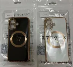 iPhone 16用 ハートデザインケース ブラック