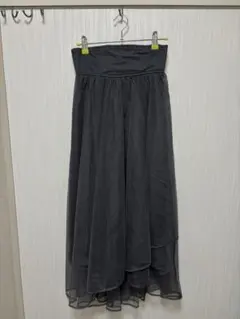アシンメトリーチュールフレアスカート　グレー