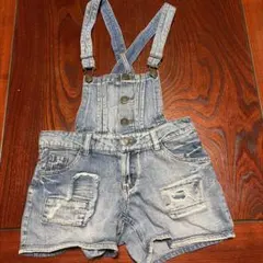ライトブルーデニムオーバーオールショーツ