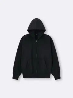 GU ジーユー ヘビーウェイトスウェットフルジップパーカ XL ブラック