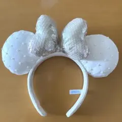 ディズニー ミニー ホワイト パール キルティング カチューシャ