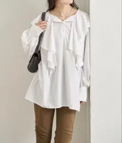 E poi EPOCA THE SHOP ブラウス 白 袖リボン 美品 - メルカリ