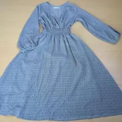 W CLOSET 花柄ウエストシャーリングワンピース　水色