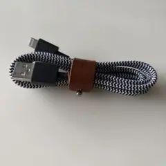 Lightningケーブル ナイロン編み 白黒ストライプ