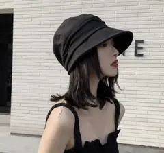 黒のコットンバケットハット