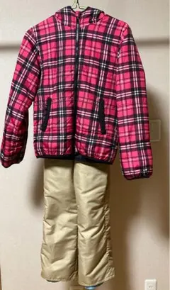 子供用スキーウェアセット 赤と黒チェック