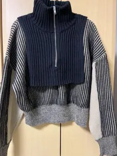 KBF レイヤードハーフZIPニット