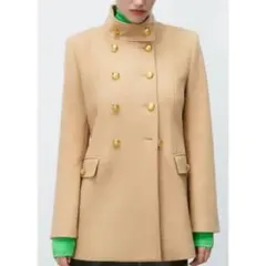 新品同様 ZARAナポレオンコート 完売品 マンテコ pコート 金ボタンベージュ