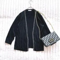 N.A.O.V. 七分袖カーディガン M ブラック　ラインストーン　ビーズ装飾