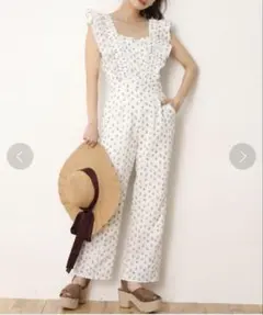 NICECLAUP 花柄フリルサロペット フリーサイズ