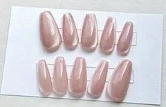 ピンク　マグネット　シンプル　ガーリー　ネイルチップ　ちゅるん