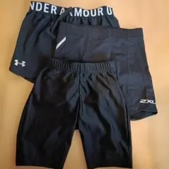 3枚セットUNDER ARMOUR ブラックショートパンツ 2XU＋ノーブランド