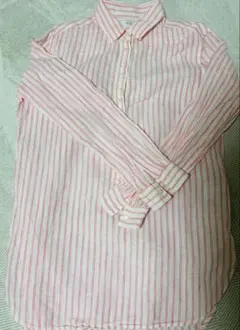 無印良品　リネンストライプシャツ　ピンク Sのサムネイル