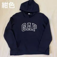 GAP ロゴ刺繍 プルオーバーパーカー ネイビー レディースXL