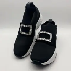 +DIANA クリスタルバックル ニットソックススニーカー 24.5 軽量撥水