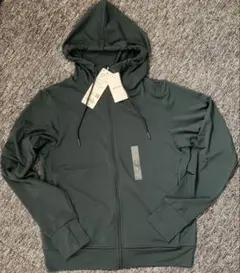 【ユニクロ】 エアリズムUVカットフルジップパーカー　S　ダークグリーン