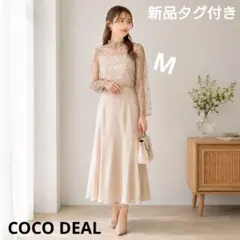 新品 COCODEAL シアー黒花柄レース刺繍 ブラウスM ピンクベージュ 長袖のサムネイル