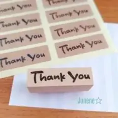Thank You スタンプ 木製 シール付き