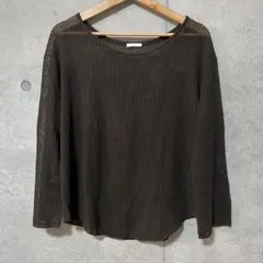 GUダークブラウン メッシュ編み 長袖ニットレイヤードS