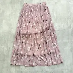 美品トッカ ロングスカート プリーツフリルシフォン花柄 とろみ 春夏 ドットのサムネイル